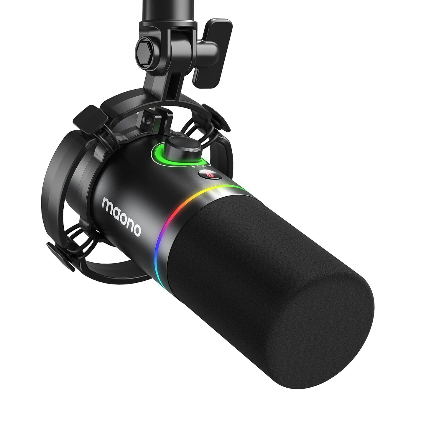 MAONO PD200X – Microphone dynamique XLR/USB avec bouton de gain et Tap-to-Mute pour gaming et streaming