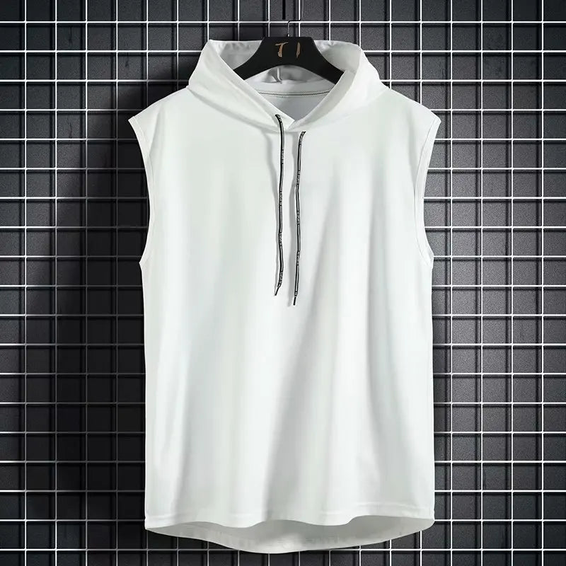 Color sólido 2023 a estrenar hombres camisetas sin mangas chaleco sin mangas camisetas para hombre con capucha chalecos para hombre tops Hip Hop hombres camiseta sin mangas camiseta