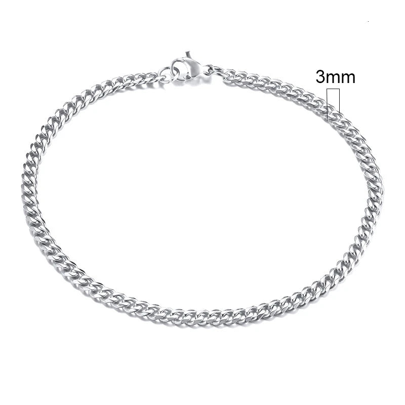 Vnox Hombre Simple 3-11mm Cadena de Acero Inoxidable Pulsera de Eslabones Cubanos para Mujer Unisex Joyería de Muñeca Regalos