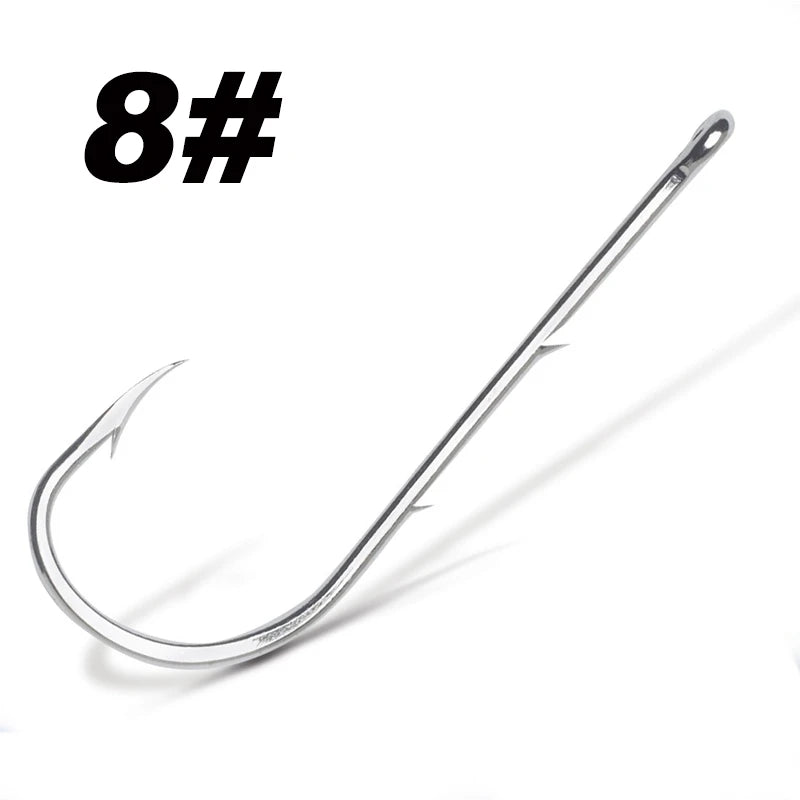 Hameçon de pêche à tige longue, 50 pièces/lot, appât vivant avec Double appât, barbes en acier à haute teneur en carbone avec hameçons antirouille