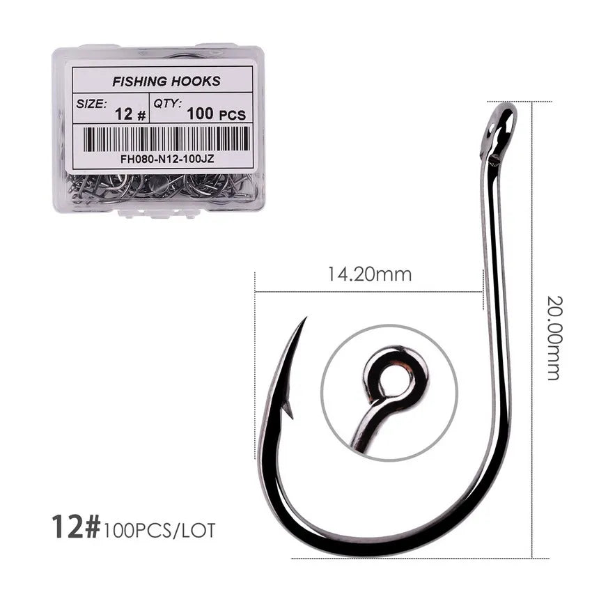 Hameçons de pêche en acier à haute teneur en carbone — 100/40 pièces, taille 2-22, carpe, poisson-chat, crochets