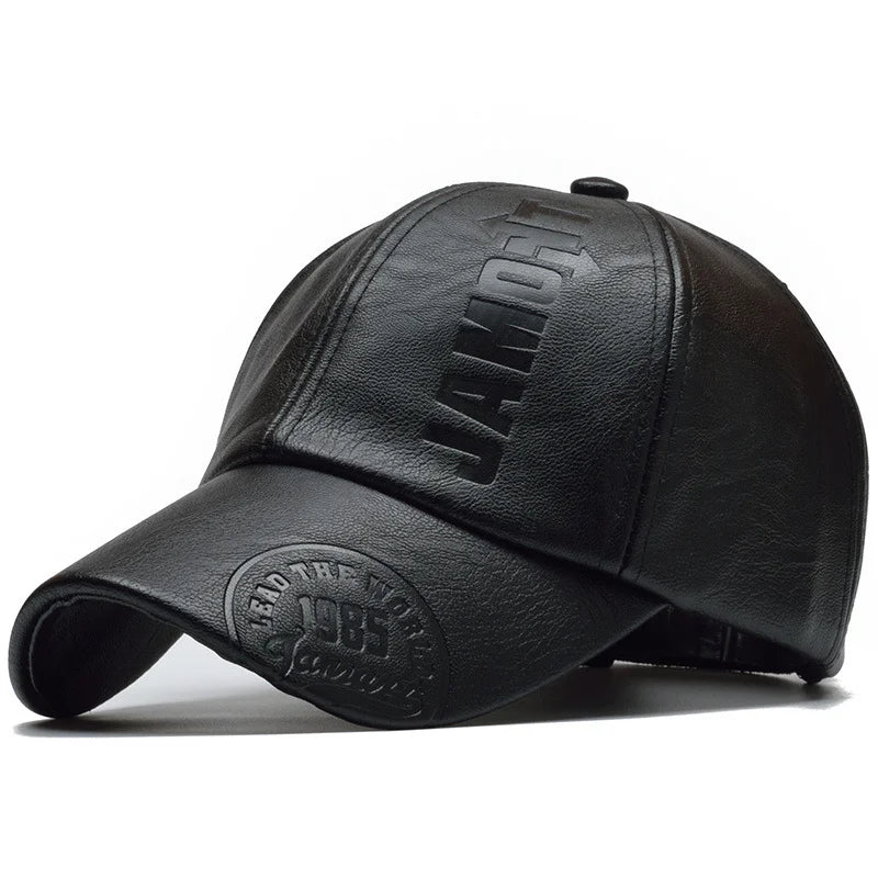 Casquette de baseball en cuir PU pour homme — chapeau d'hiver, nouvelle collection