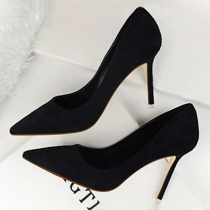 BIGTREE-Zapatos de tacón alto de aguja con punta para mujer, calzado informal a la moda