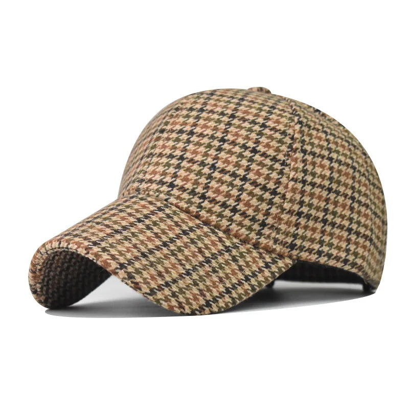 Gorras de béisbol a cuadros de lujo FS para hombres, sombrero vintage marrón de pata de gallo para mujeres, gorra de camionero de algodón estilo streetwear, gorra de mujer 2026