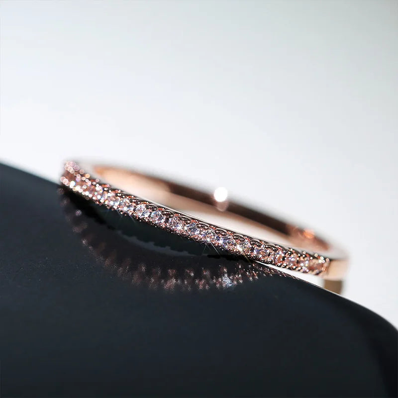Huitan New Collection – Minimalist Fine Rings for Women, High-Quality Versatile Shining Cubic Zirconia Wedding Jewelry