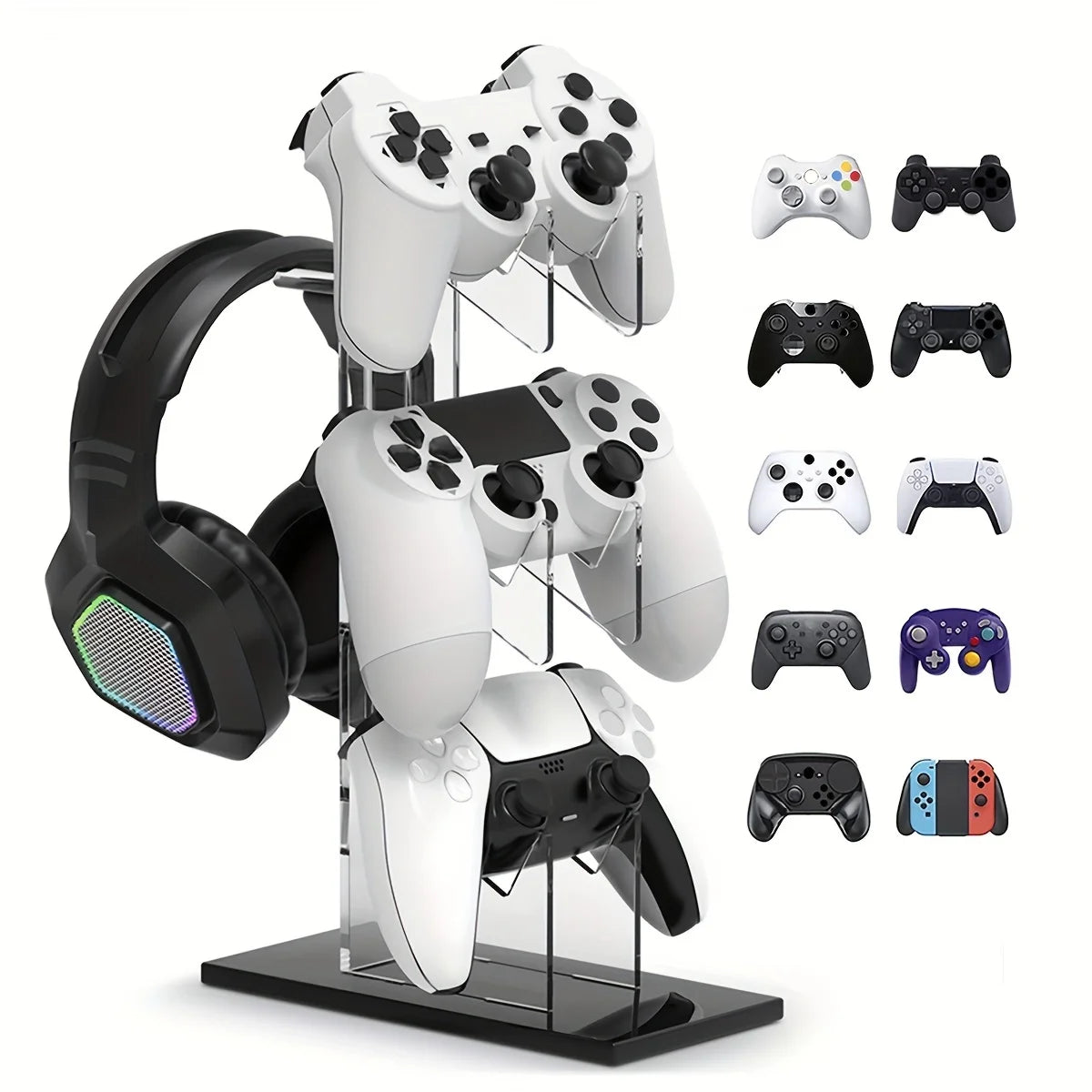 Soporte universal de mando de 3 capas, soporte de teléfono de sauna, accesorios de juego para PS5, soporte de almacenamiento PS4, negro, blanco, transparente