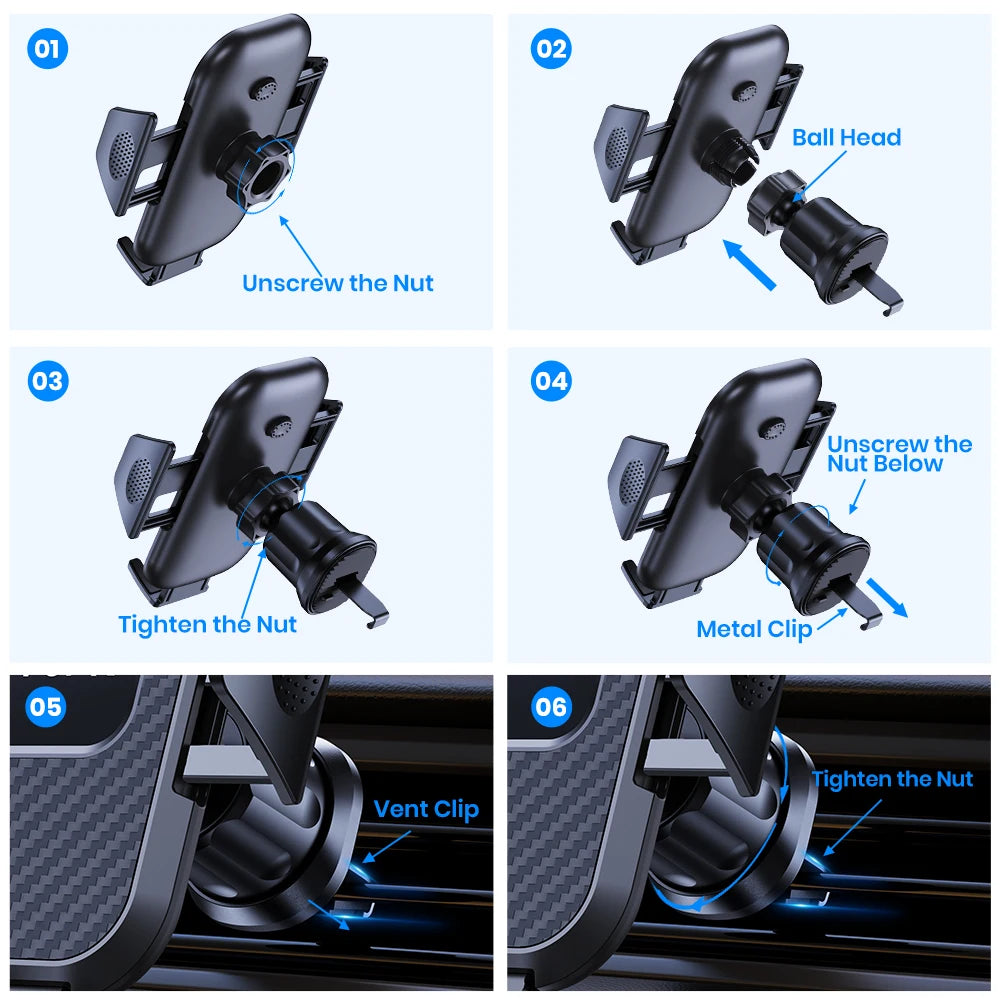 Soporte de teléfono para coche, soporte de teléfono universal de bloqueo automático mejorado TOPK con clip de gancho para rejilla de ventilación de coche para iPhone Samsung