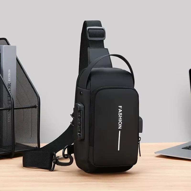 Bolso bandolera elegante para hombre – Tela Oxford duradera, bandolera de pecho con bolsillo para teléfono, cierre de cremallera