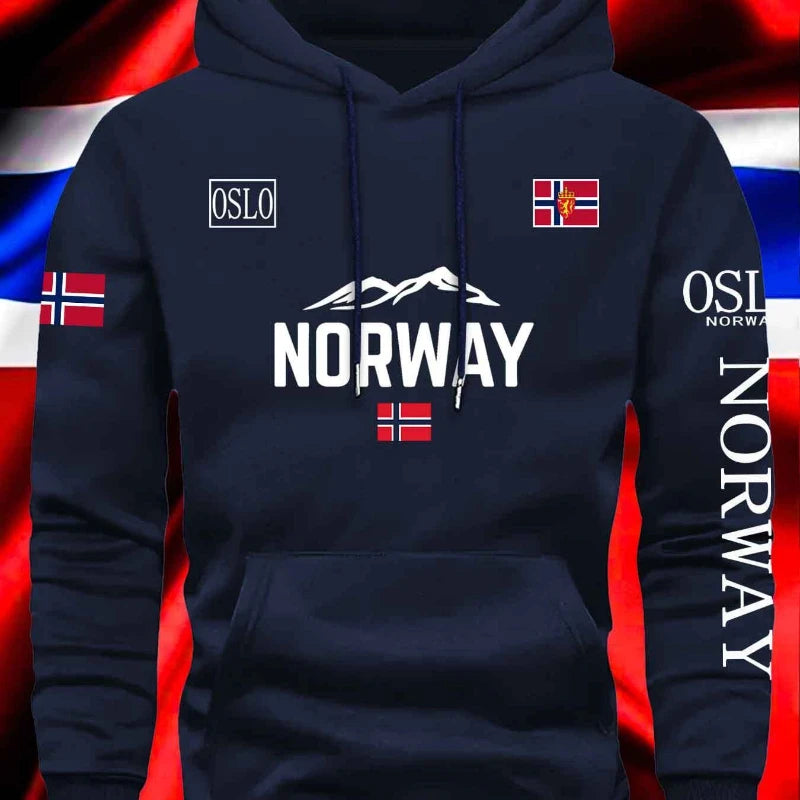 Sudadera con capucha estampada noruega para hombre y mujer, nueva colección otoño-invierno, vacaciones diarias al aire libre, Fitness, ropa deportiva cálida e informal