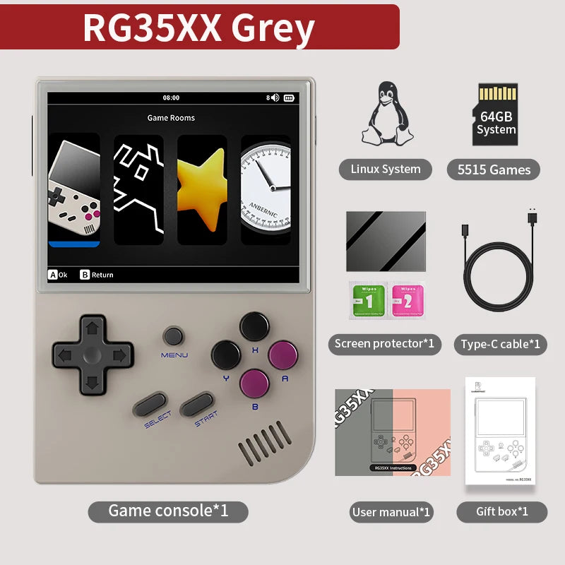 ANBERAlfred-Consola de juegos retro RG35XX Plus/RG35XX, pantalla IPS de 3.5", reproductor de videojuegos portátil Linux, compatible con salida HDMI-M de TVChancelor