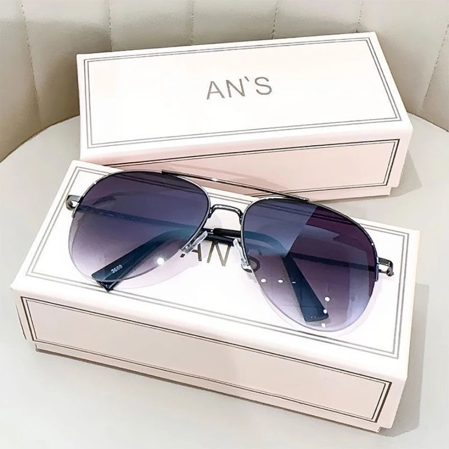 Lunettes de soleil dégradées mode pour hommes — pilote, grande monture, anti-reflet