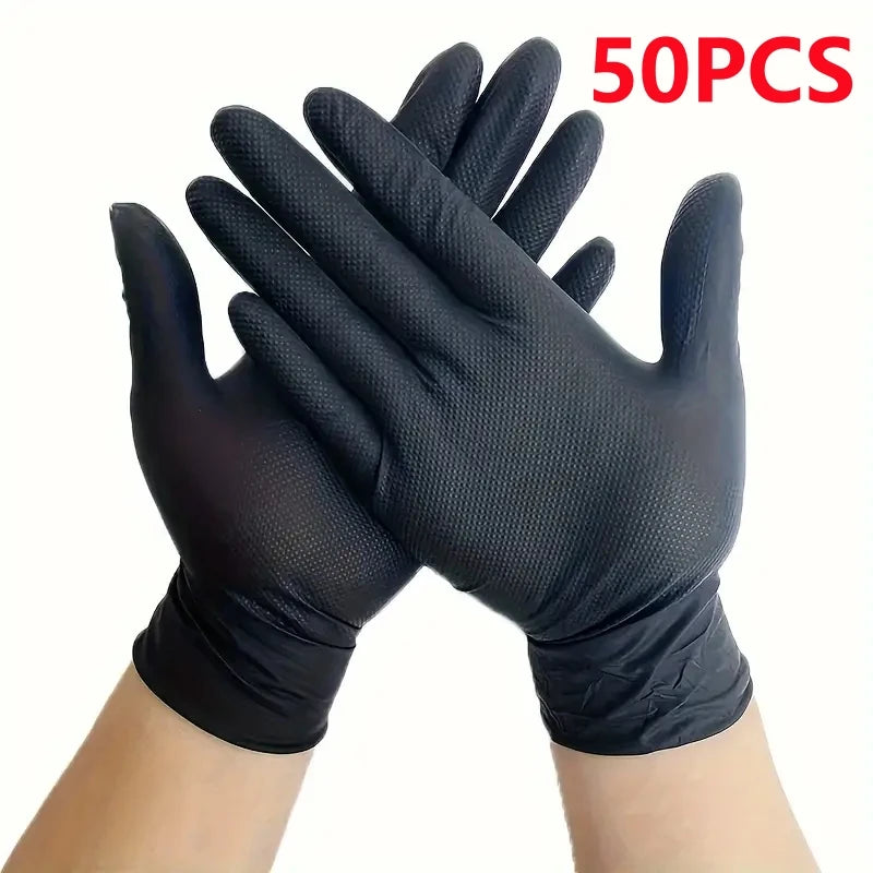 8mil Thick Nitrile Gloves, 30/50 Pieces, Industrial Disposable Gloves with Diamond Texture, Latex-Free, Heavy-Duty Mechanic Gloves for Automotive