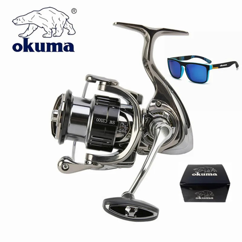 OKUMA-Moulinet spinning original en métal, adapté à toutes les espèces de poissons, adapté à l'eau salée et l'eau douce