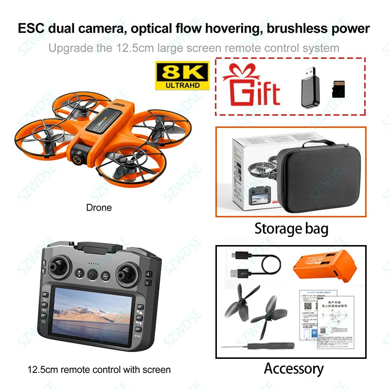 New S156 Quadcopter Drone, 8K Professional Camera Drone, 5G WiFi FPV, 4.5-inch Large Screen, RC Remote Control, Drone VS V66