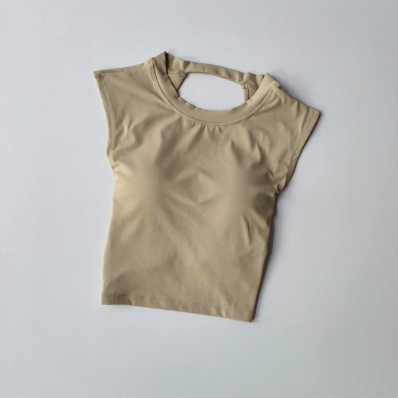 Top de tirantes deportivo sexy para mujer, con almohadillas para el pecho, esmalte cubierto, secado rápido, yoga adelgazante, top ajustado, ropa