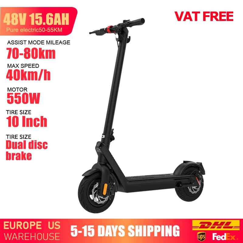 HUANCI-X9 Foldable Electric Scooter, 15.6 Ah, 550W, 48V, 40 Km/h, 10 Inch, for Adults