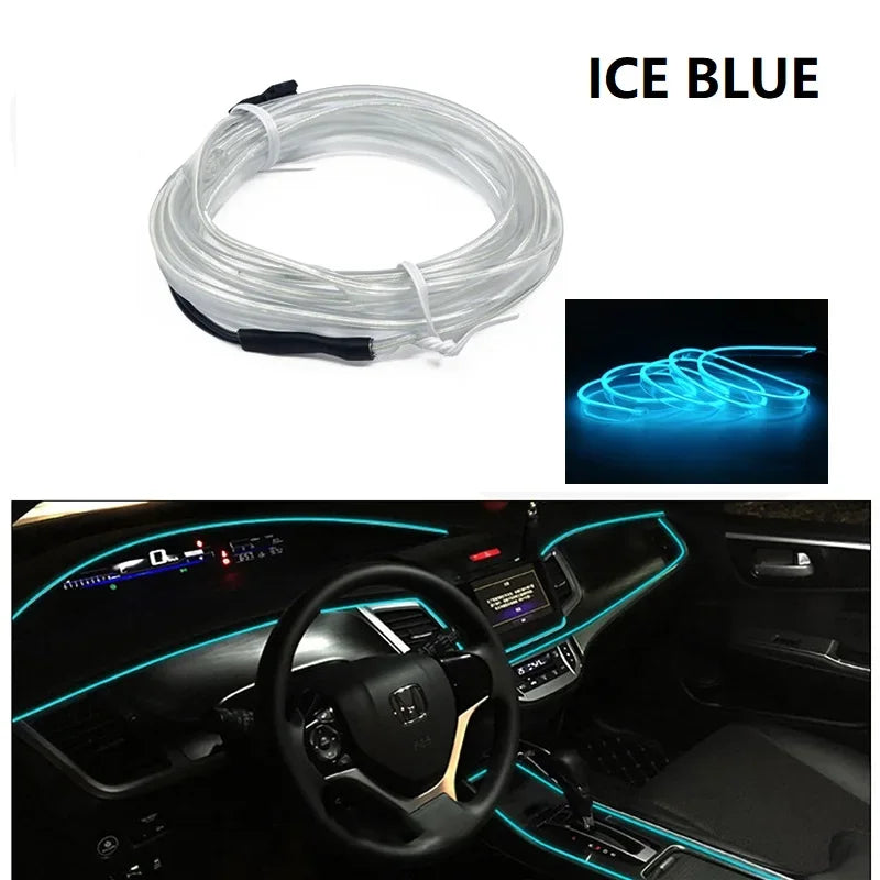 Bandes de lampes décoratives pour intérieur de voiture, 1M 2M 3M 5M, lampe d'ambiance, lumière froide, Console de tableau de bord, lumières d'ambiance LED automobiles