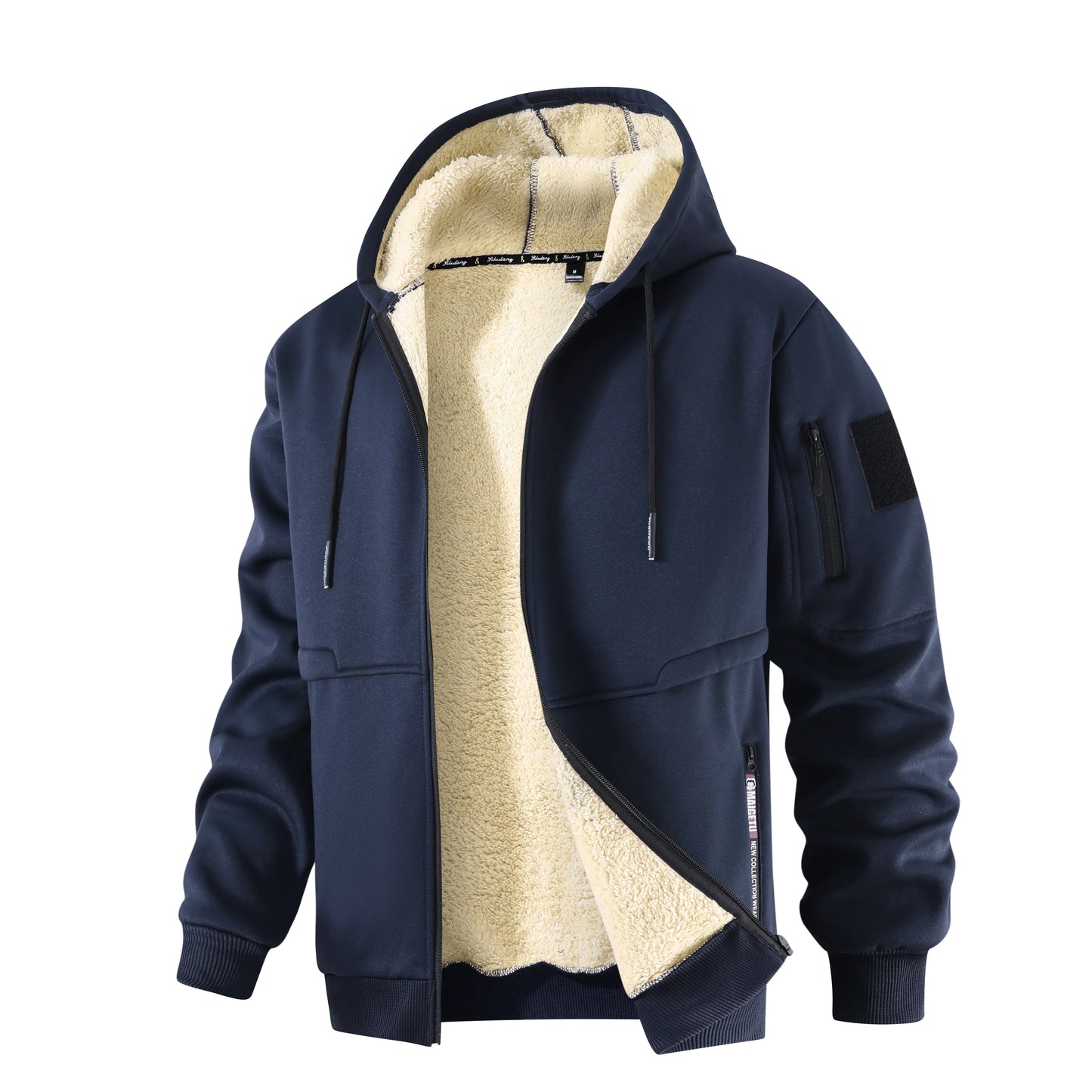 Veste polaire d'hiver pour hommes, veste en laine épaisse décontractée, sweat à capuche chaud avec fermeture éclair, Cardigan de sport à manches longues, manteau à capuche