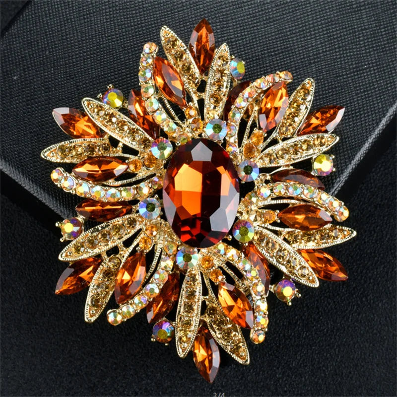 Broche européenne et américaine, Style tendance, alliage métallique, perle, strass, fleur, goutte d'huile, Corsage pour femmes