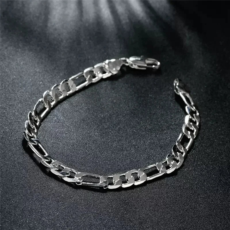 Fino Noble recién llegado 925 plata 4MM cadena para hombres mujeres pulsera collar conjunto de joyas señora regalos de Navidad dijes de boda