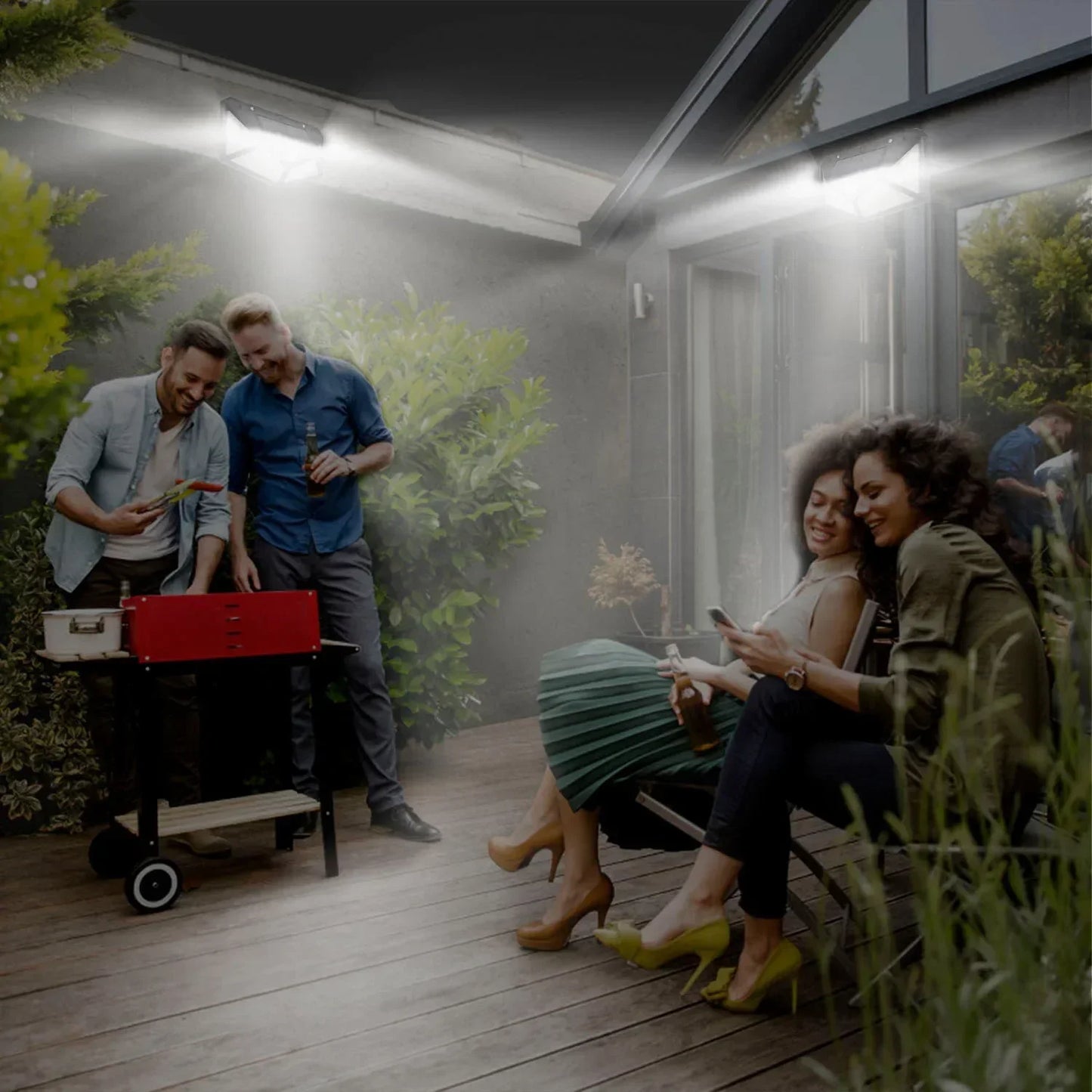 Lámpara solar LED multifuncional con sensor de movimiento, luz solar impermeable, decoración exterior para jardín, 62 focos