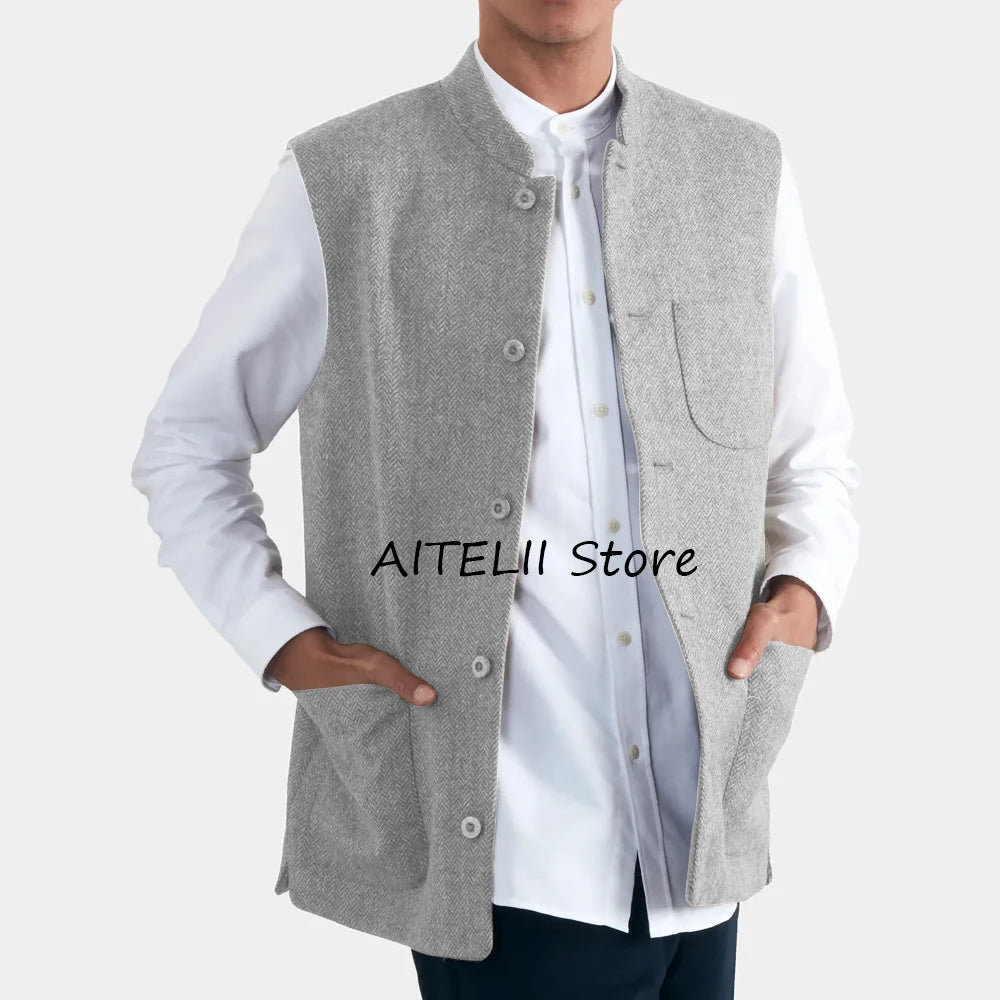 Gilet élégant à chevrons pour hommes, gilets pour hommes, gilet imbibé, olympiques de travail décontractés