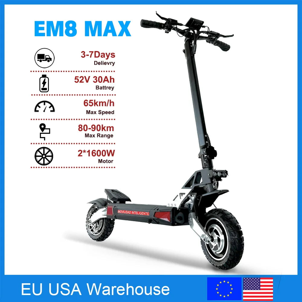 Patinete todoterreno de aleación de aluminio para adultos, patinete eléctrico plegable con doble suspensión, 52V, 30ah, almacén UE/EE. UU./Reino Unido