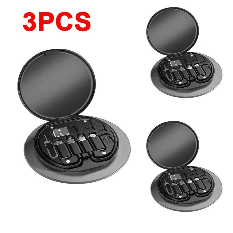 PD 60W multifuncional USB Tipo C cable de datos de carga rápida para IPhone Xiaomi cargador caja de almacenamiento adaptador tarjeta pin caja de viaje