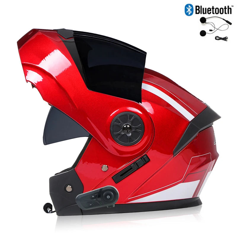 Casque Moto Bluetooth Intégral Homme — Motocross Rabattable Certifié DOT