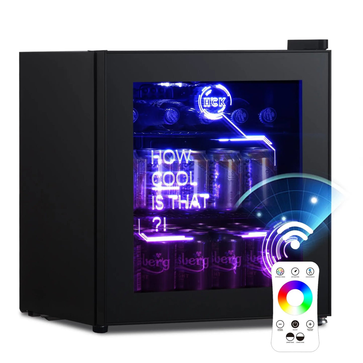 Mini frigo silencieux 48L — 0-15°C, porte vitrée transparente, mini bar, cuisine, noir