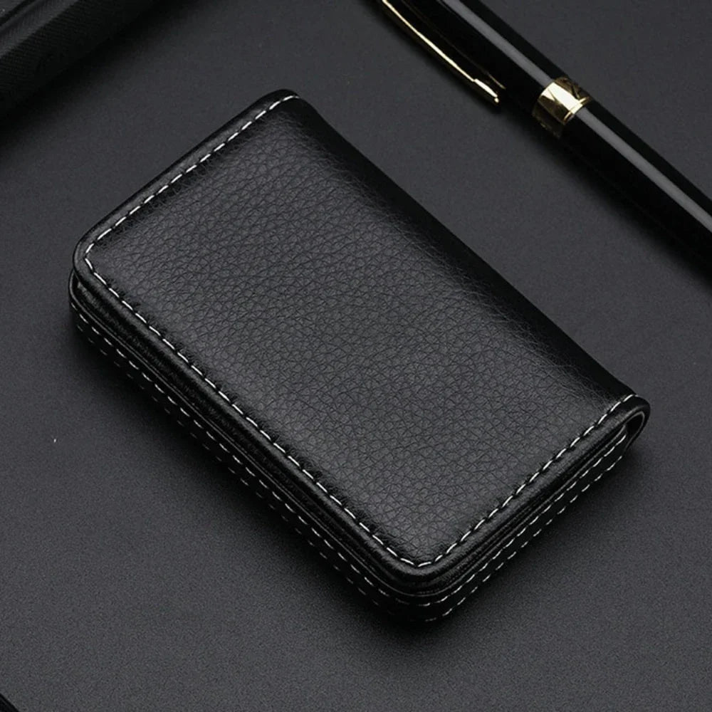 Porte-Cartes Cuir PU Cousu Magnétique — Cartes Affaires Homme Femme