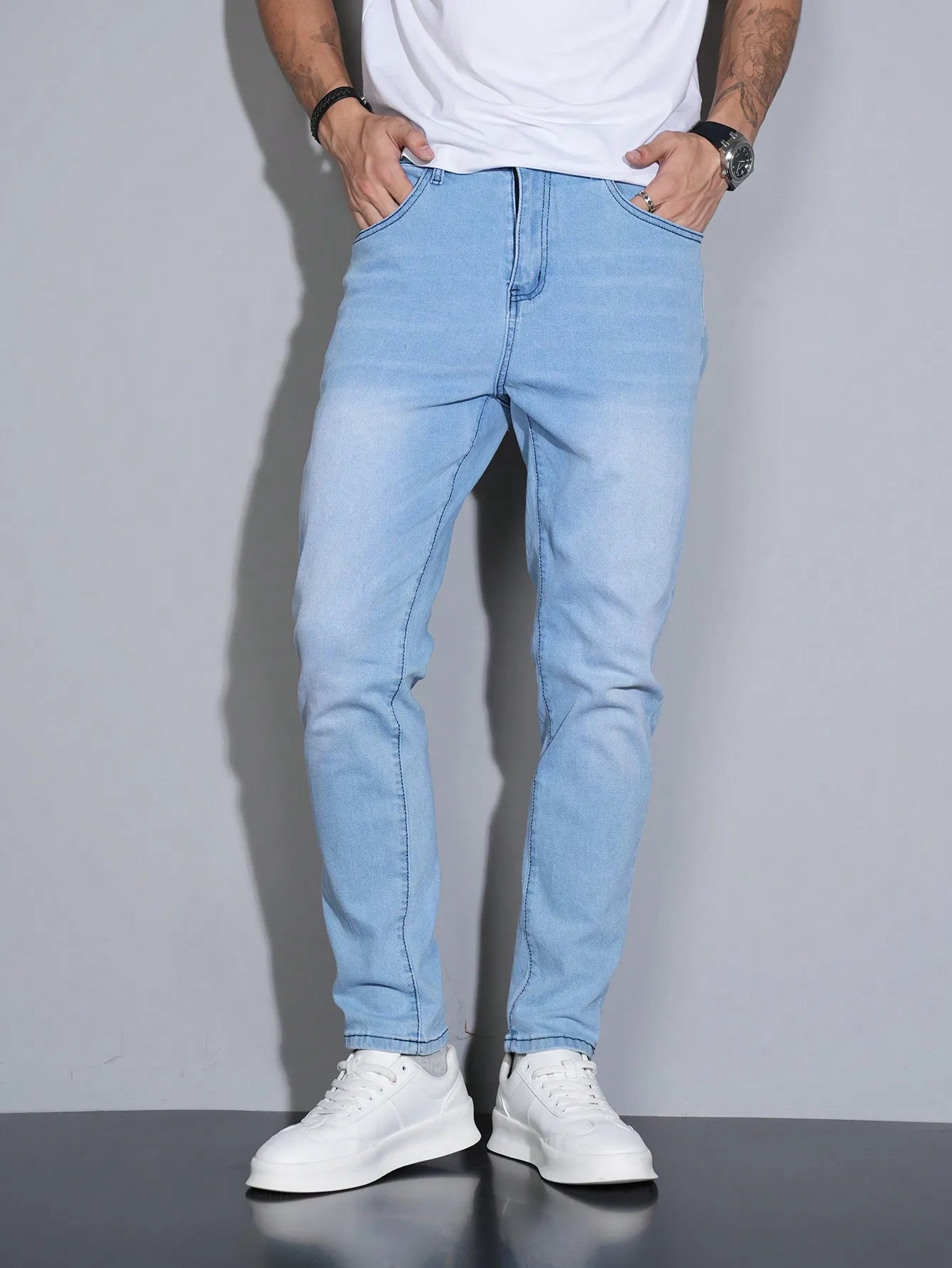 Manfinity Hombre Jeans ajustados versátiles casuales con bolsillo para hombre