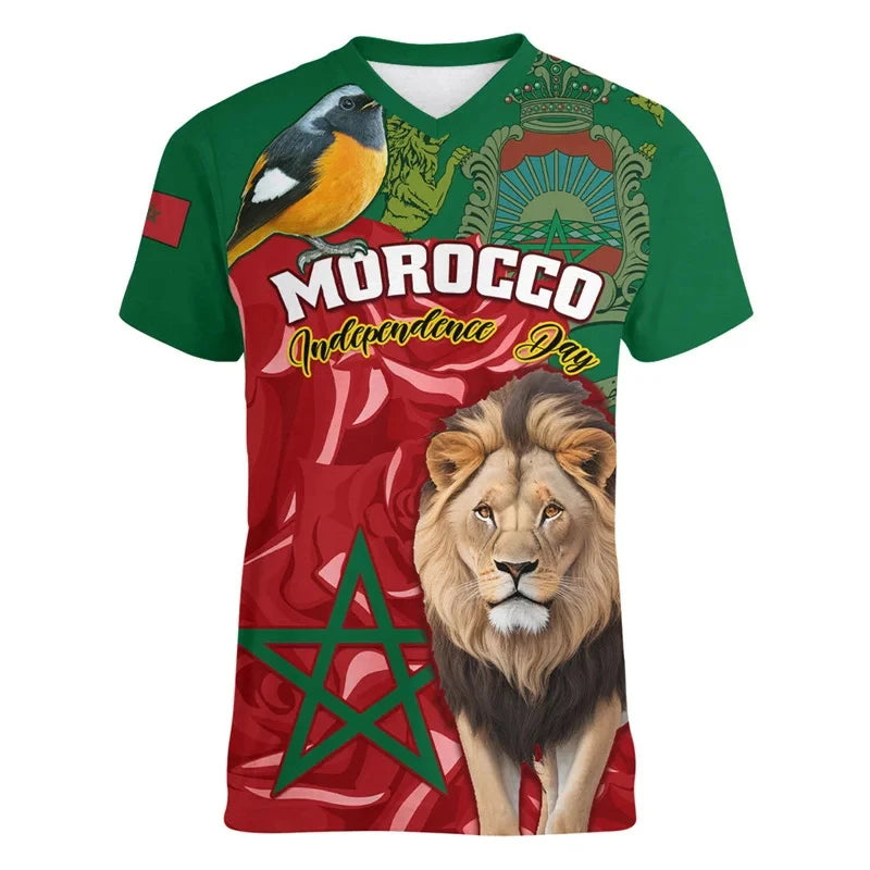 T-Shirt marocain 3D drapeau marocain emblème graphique T-Shirt pour hommes vêtements décontracté chemises à manches courtes unisexe salle de sport Fitness V hauts