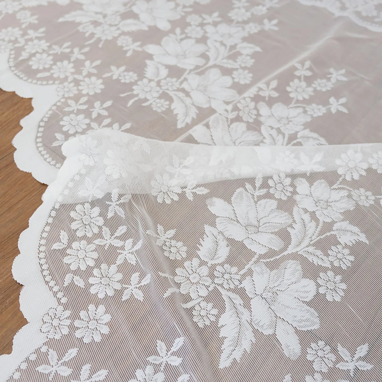 Rideau triangulaire transparent à fleurs blanches, demi-rideau pour petite fenêtre de cuisine, drapé de poche pour tringle de décoration de pays français