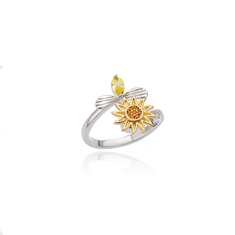 Anillo antiestrés para mujer de acero inoxidable con colgante de sol, spinner para la ansiedad, joyería de moda, regalo de cumpleaños, envío gratis