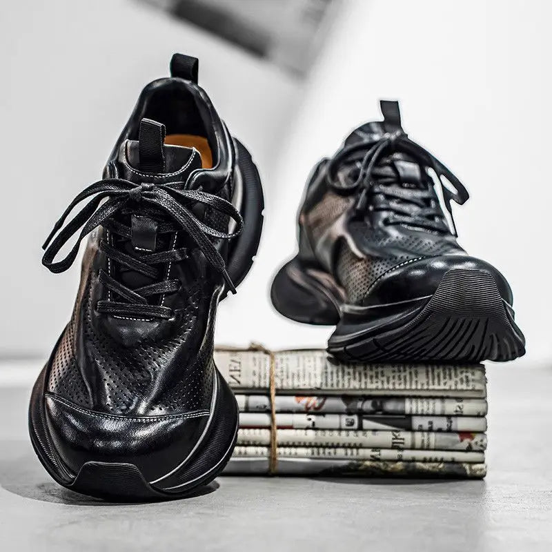 Zapatillas retro de invierno para hombre, zapatos de cuero casuales de estilo británico, de lujo, ligeros, para ocio al aire libre, nueva colección 2025