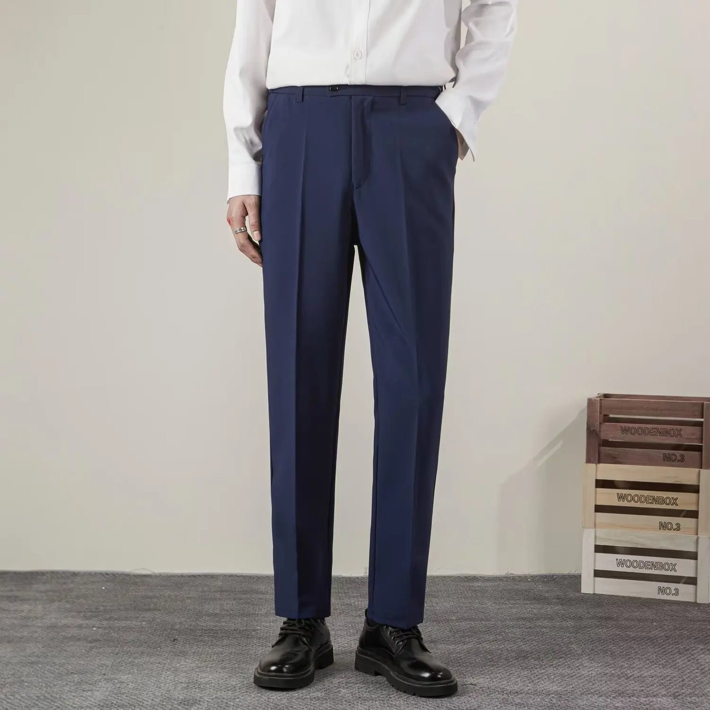 Pantalones de verano informales para hombre, ropa de marca, corte ajustado, estilo clásico