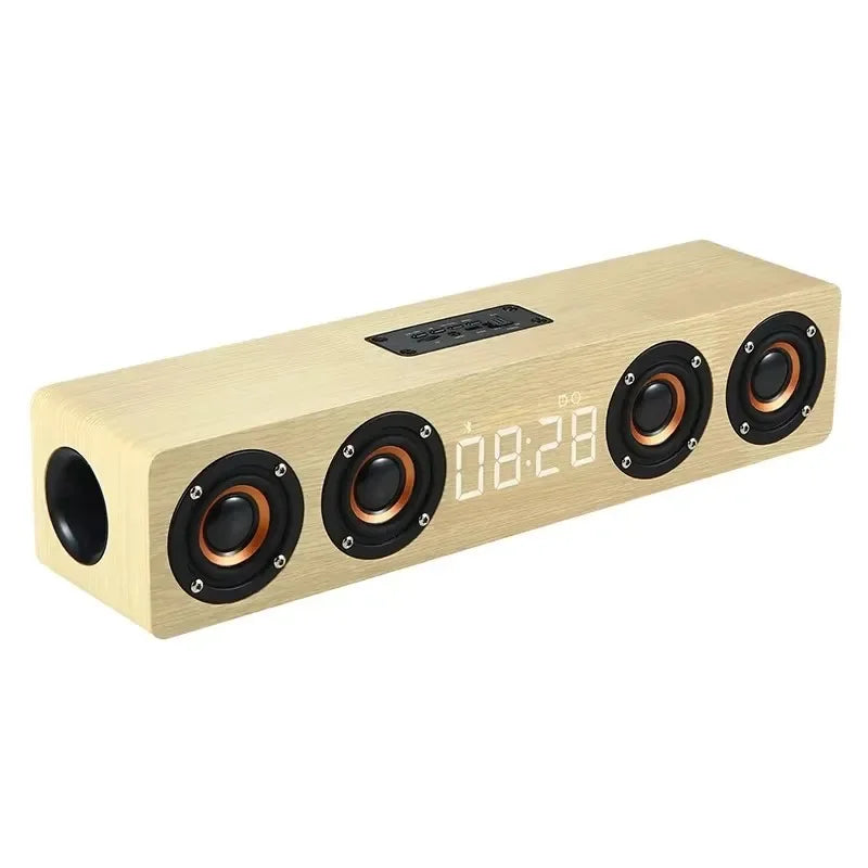 W8C – Barra de sonido retro de madera, altavoces Bluetooth inalámbricos, bocina de ordenador de mesa, graves pesados portátiles, sonido de música envolvente estéreo