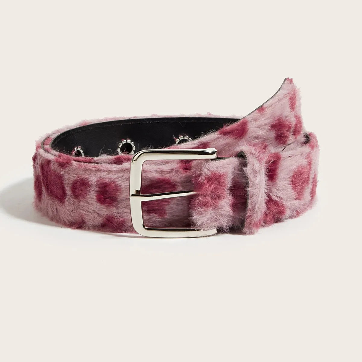 Cinturón de felpa rosa para mujer, estilo Y2k, accesorios versátiles para jeans, hebilla de aguja de PU