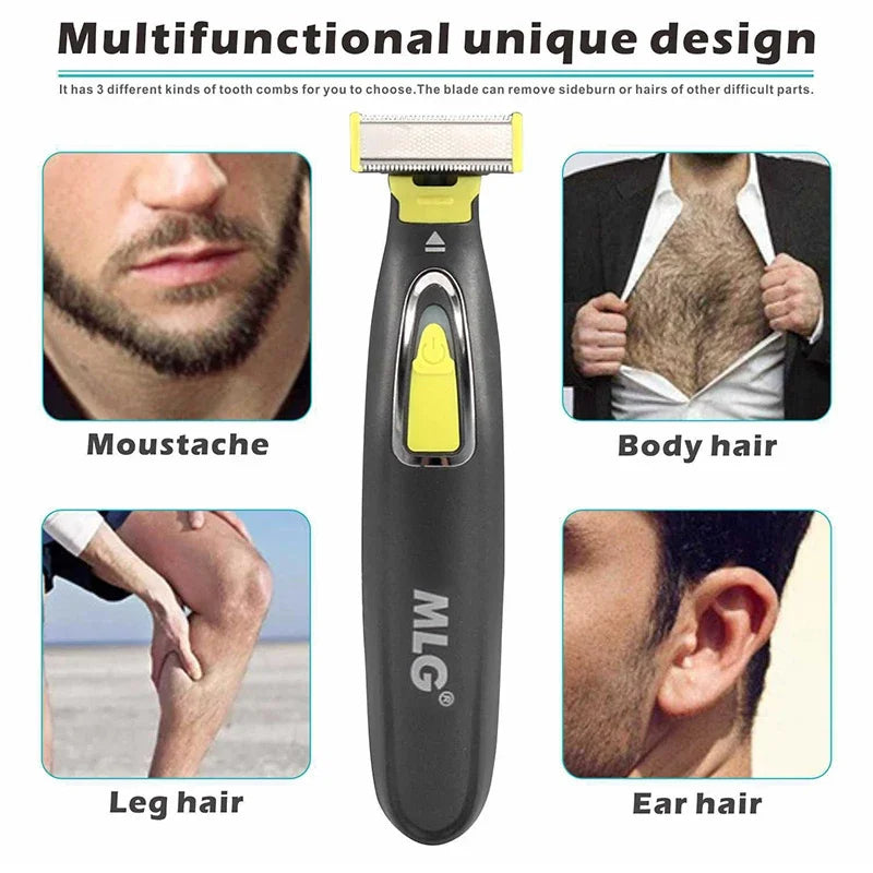 Afeitadora eléctrica MLG para hombres y mujeres, depiladora corporal portátil, USB, hoja en T, afeitadora de barba, patillas, lavable