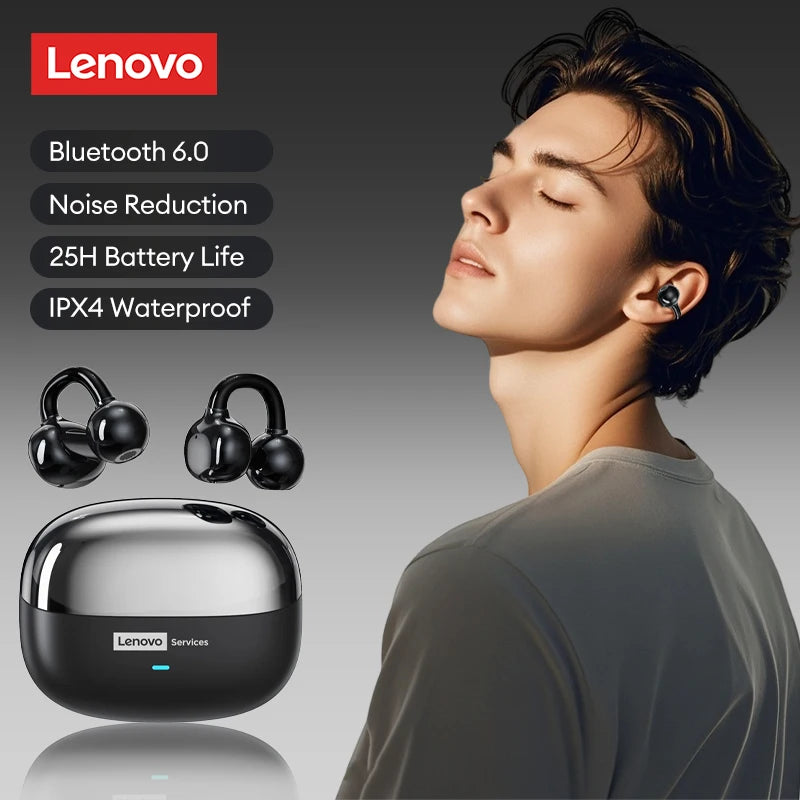 Auriculares Lenovo LE302 HIFI estéreo deportivos de clip abierto, Bluetooth 6.0 con cancelación de ruido y batería de larga duración