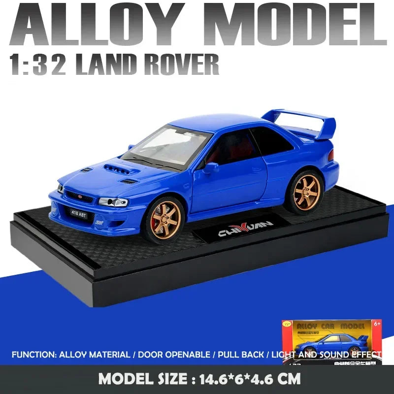Simulación 1:32 Subaru Impreza WRX 22B STI Modelo de coche modificado de aleación de metal fundido a presión Coche en miniatura Regalo de cumpleaños para niños
