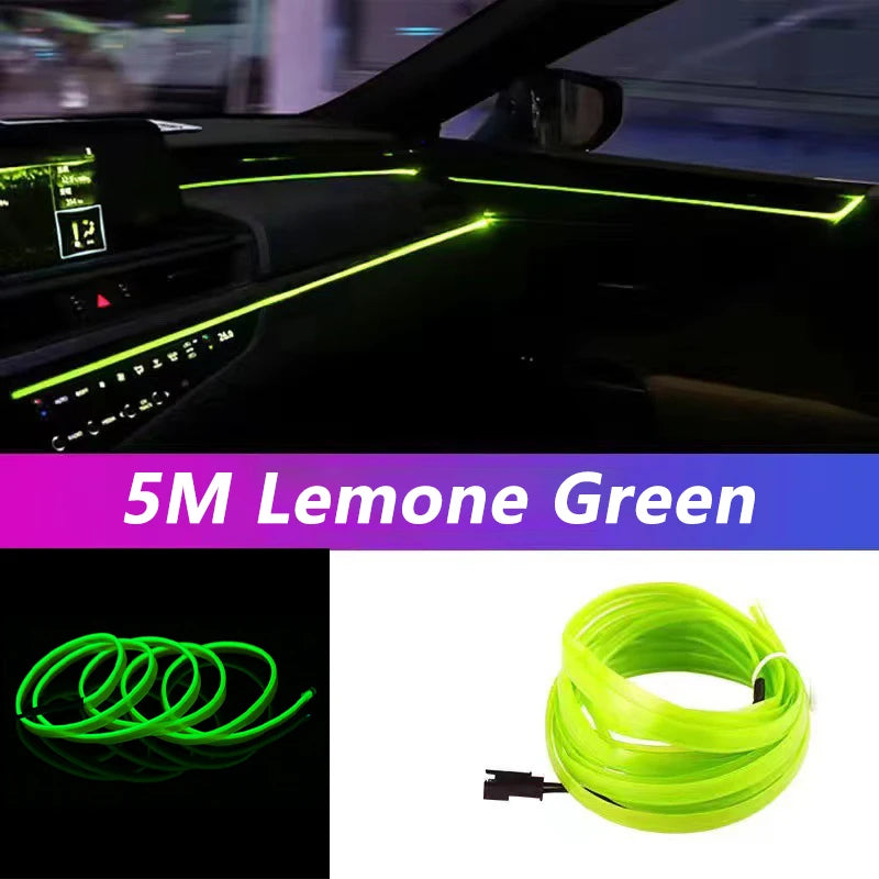 Bande LED Néon Intérieur Voiture USB 5M — Lumière Ambiante Flexible Auto Fête Diode