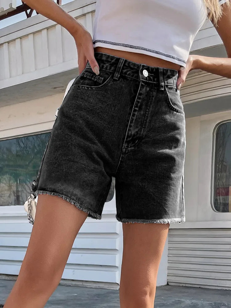 Short en Jean Femme Bleu — Été Taille Haute Décontracté Chic Ample 2025