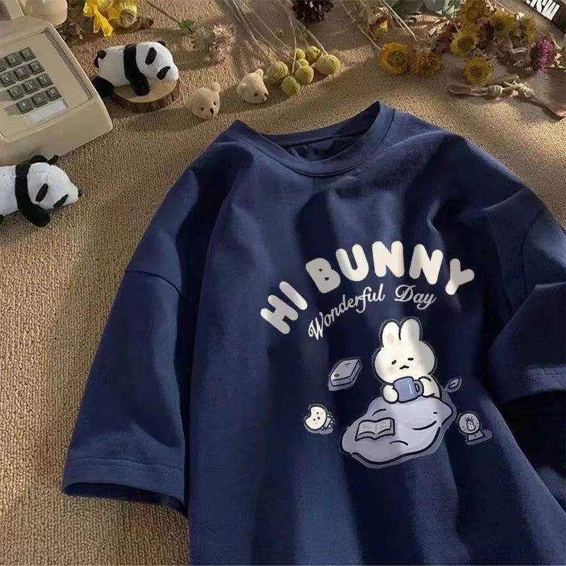 T-shirt rétro américain surdimensionné à manches courtes pour femmes et Style collège japonais, nouveau haut de rue pour étudiantes 2026