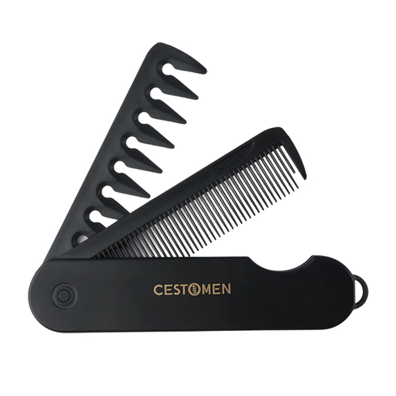 Nouveau 1/2/3 en 1 peignes pliants de poche en plastique à dents larges tête d'huile peigne barbe peignage barbier tondeuse peigne Salon outils de coiffure