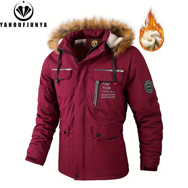 Nueva chaqueta de senderismo con capucha extraíble de forro polar cálido para hombre, chaqueta cortavientos informal para hombre, ropa de abrigo de moda para hombre
