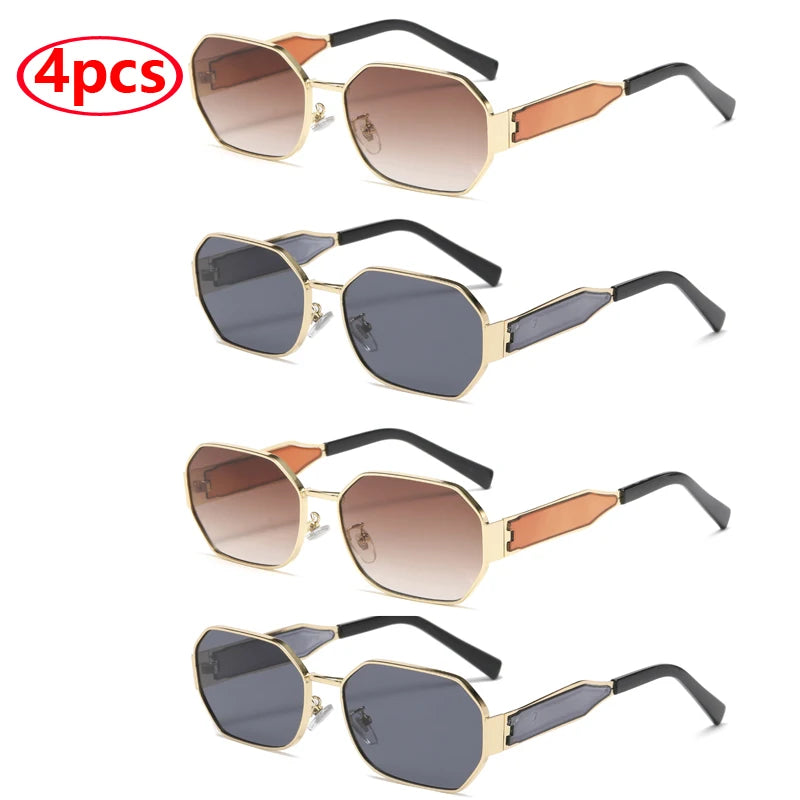 Lunettes de soleil vintage femmes et hommes — rétro, métal, rectangle, populaires, noires