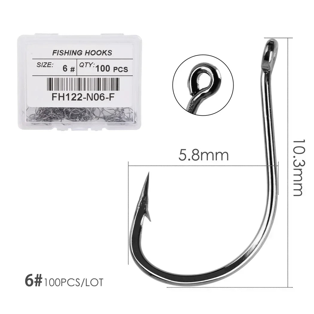 100 piezas/caja anzuelo de pesca de acero de alto carbono japonés Izu, anzuelo de pesca con púas para moscas, lombrices, estanque, soporte de cebo, plantilla, anzuelos de Pesca