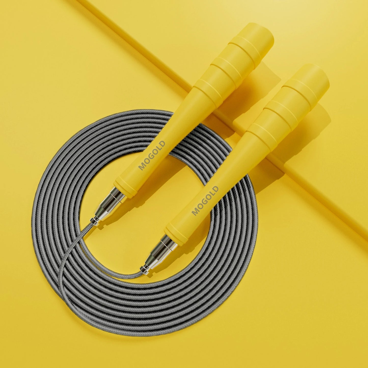 MOGOLD – Cuerda para Saltar Profesional con Rodamientos de Bolas, Cable Metálico de Acero para Hombres y Mujeres, Entrenamientos para Quemar Grasa, Cardio